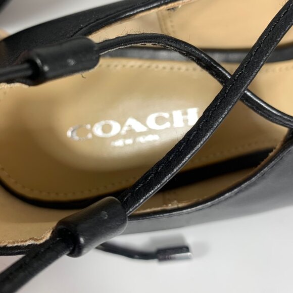 New COACH Justine Ballet Flats Pointed Toe Lace Up Strappy Q8007 Womens SZ 6.5B - Picture 4 of 6